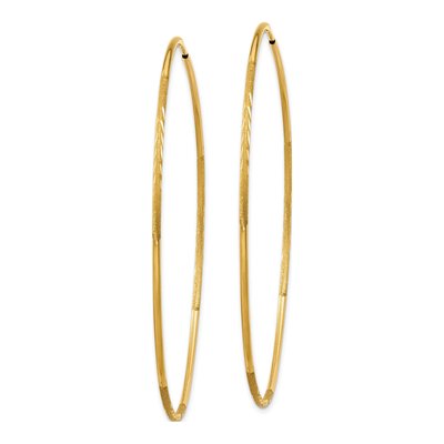 14K Yellow Gold 60mm Diamond-Cut Endless Hoop Earrings – view 3