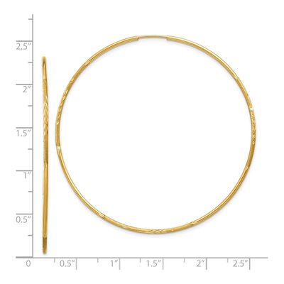 14K Yellow Gold 60mm Diamond-Cut Endless Hoop Earrings – view 5