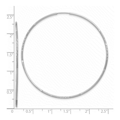 14K White Gold 60mm Diamond-Cut Endless Tube Hoop Earrings – view 4
