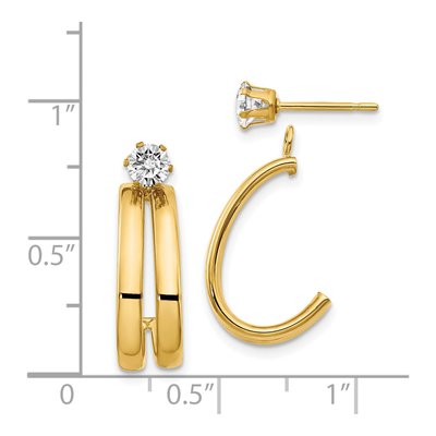 14K Yellow Gold 18mm CZ J- Hoop Earrings – view 6