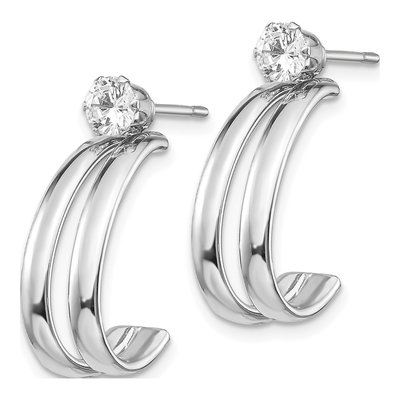14K White Gold 18mm CZ Hoop Earrings – view 4