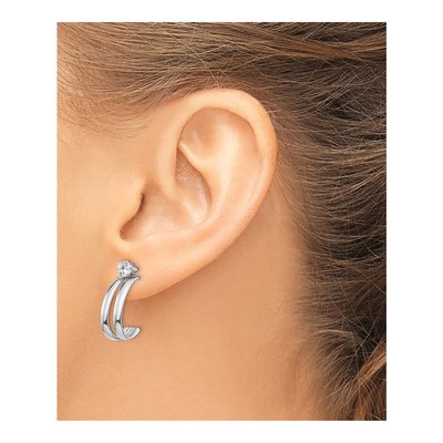 14K White Gold 18mm CZ Hoop Earrings – view 5