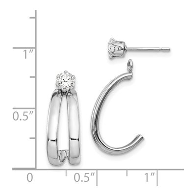 14K White Gold 18mm CZ Hoop Earrings – view 6