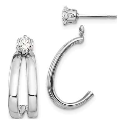 14K White Gold 18mm CZ Hoop Earrings