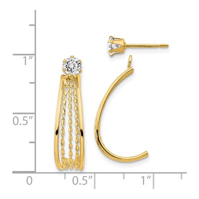 14K Yellow Gold J-Hoop Earring Jackets with CZ Studs – view 4
