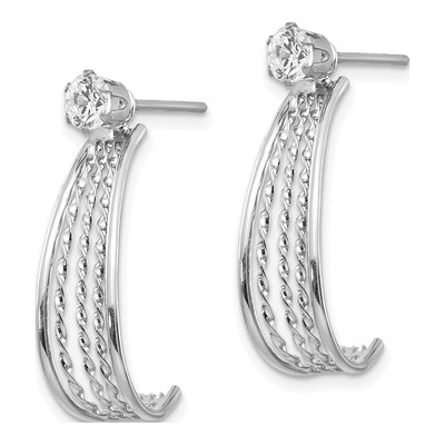 14K White Gold 21mm CZ Hoop Earrings – view 2