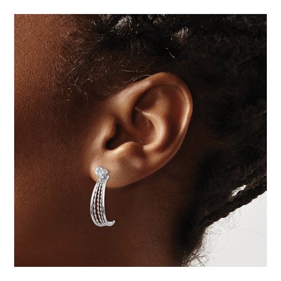 14K White Gold 21mm CZ Hoop Earrings – view 3