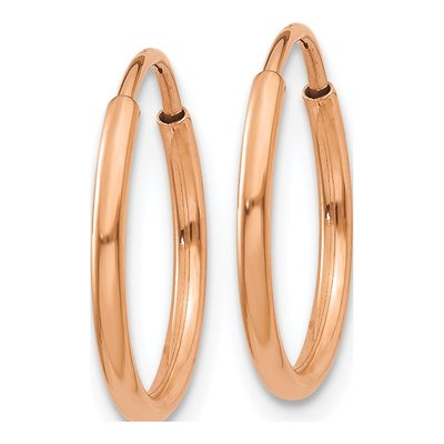 14K Rose Gold 14mm Endless Tube Hoop Earrings – view 3