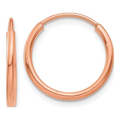 14K Rose Gold 14mm Endless Tube Hoop Earrings