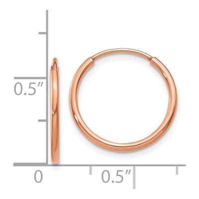 14K Rose Gold 16mm Endless Tube Hoop Earrings – view 5