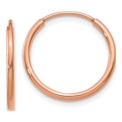 14K Rose Gold 16mm Endless Tube Hoop Earrings