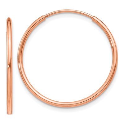 14K Rose Gold 25mm Endless Tube Hoop Earrings