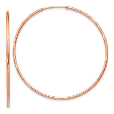14K Rose Gold 40mm Endless Tube Hoop Earrings