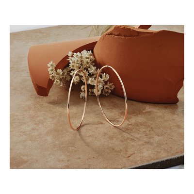 14K Rose Gold 45mm Endless Tube Hoop Earrings – view 5