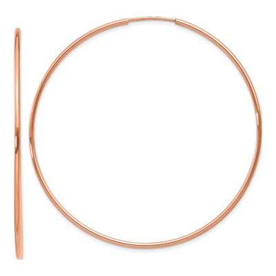 14K Rose Gold 55mm Endless Tube Hoop Earrings