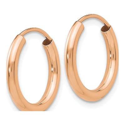14K Rose Gold 16mm Endless Hoop Earrings – view 3