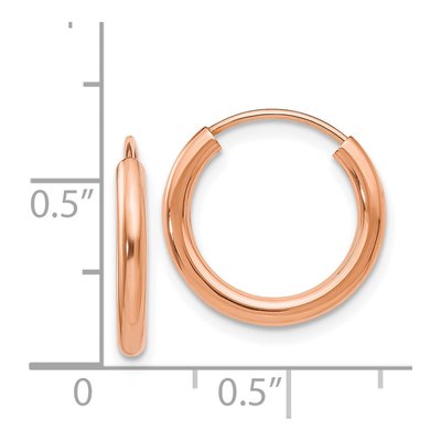 14K Rose Gold 16mm Endless Hoop Earrings – view 5