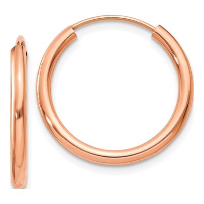 14K Rose Gold 20mm Endless Hoop Earrings