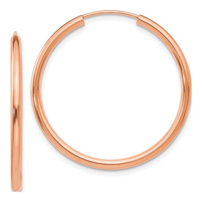14K Rose Gold 30mm Endless Hoop Earrings