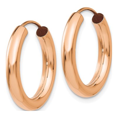 14K Rose Gold 20mm Endless Tube Hoop Earrings – view 3