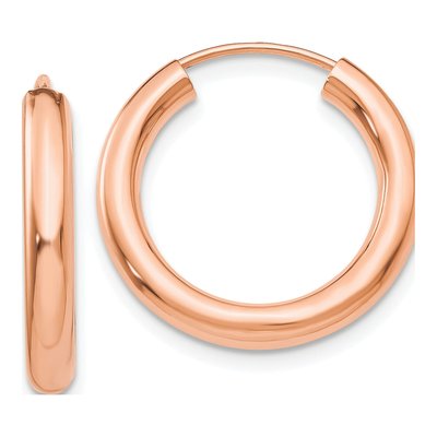 14K Rose Gold 20mm Endless Tube Hoop Earrings