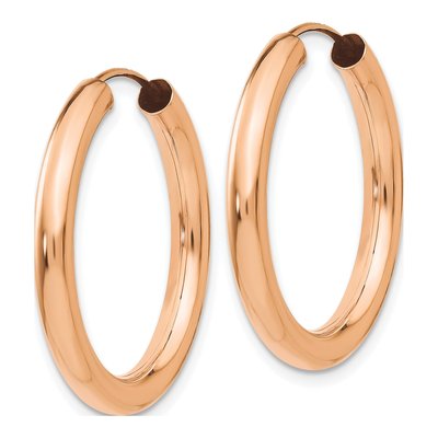 14K Rose Gold 25mm Endless Tube Hoop Earrings – view 3