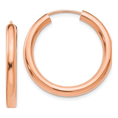14K Rose Gold 25mm Endless Tube Hoop Earrings