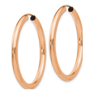 14K Rose Gold 35mm Endless Tube Hoop Earrings – view 3