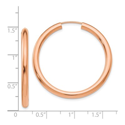 14K Rose Gold 35mm Endless Tube Hoop Earrings – view 5