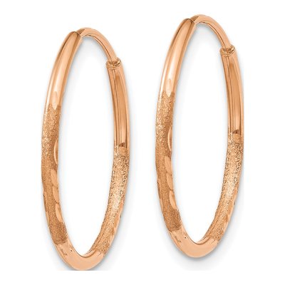 14K Rose Gold 20mm Diamond-Cut Endless Hoop Earrings – view 3