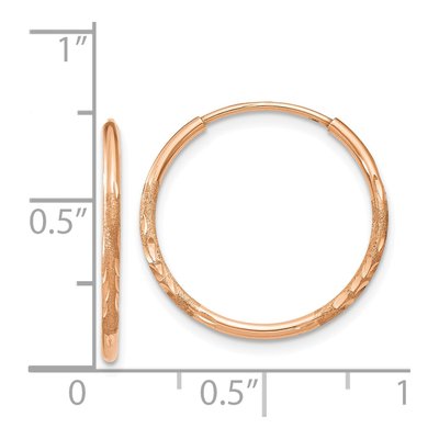 14K Rose Gold 20mm Diamond-Cut Endless Hoop Earrings – view 5