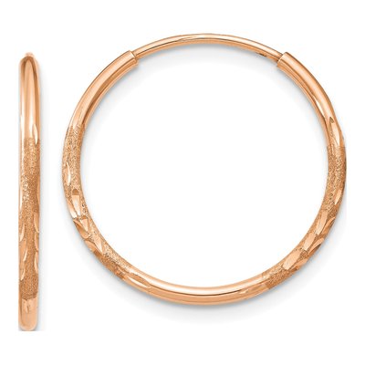 14K Rose Gold 20mm Diamond-Cut Endless Hoop Earrings