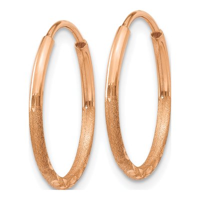 14K Rose Gold 16mm Diamond-Cut Endless Hoop Earrings – view 3