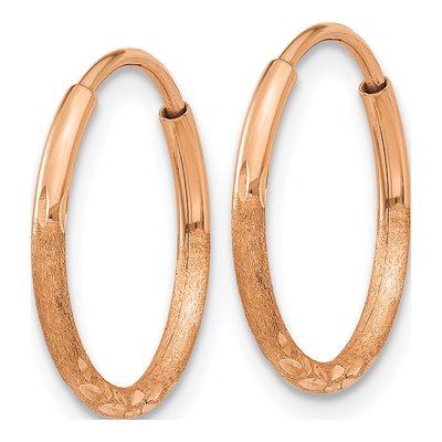 14K Rose Gold 14mm Diamond-Cut Endless Hoop Earrings – view 3