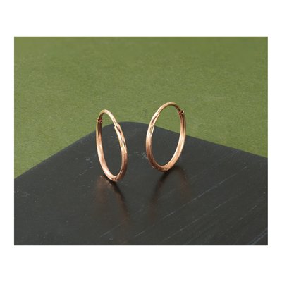 14K Rose Gold 14mm Diamond-Cut Endless Hoop Earrings – view 6