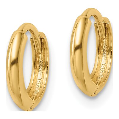 14K Yellow Gold 10mm Huggie Hoop Earrings – view 3