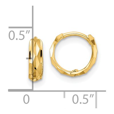 14K Yellow Gold 9.5mm Diamond-Cut Huggie Hoop Earrings – view 5