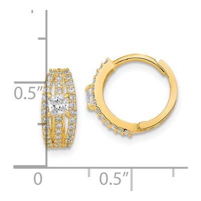 14K Yellow Gold 13mm CZ Huggie Hoop Earrings – view 4