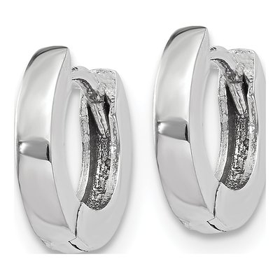 14K White Gold 9.5mm Huggie Hoop Earrings – view 4