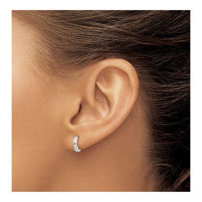14K White Gold 9.5mm Huggie Hoop Earrings – view 5
