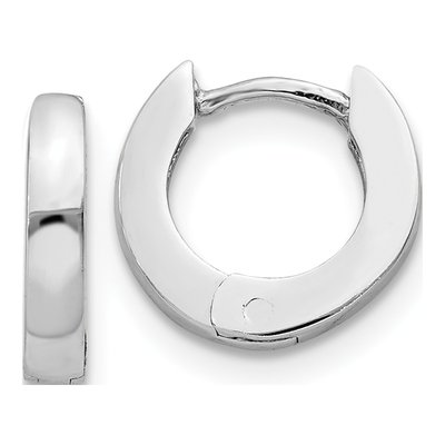 14K White Gold 9.5mm Huggie Hoop Earrings