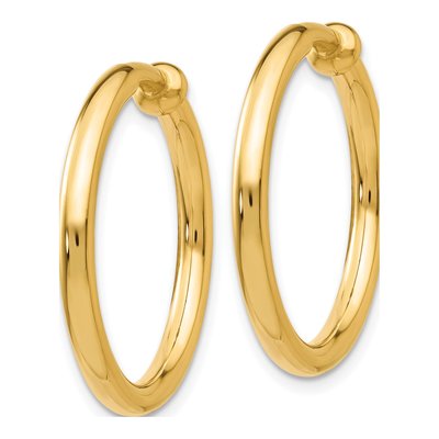 14K Yellow Gold 20mm Non-Pierced Tube Hoop Earrings – view 3