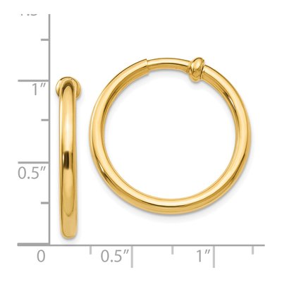 14K Yellow Gold 20mm Non-Pierced Tube Hoop Earrings – view 5