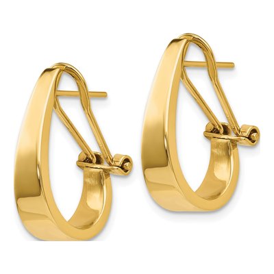 14K Yellow Gold 18mm Tapered J- Omega Back Hoop Earrings – view 3