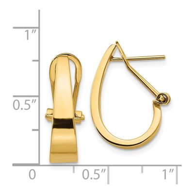 14K Yellow Gold 18mm Tapered J- Omega Back Hoop Earrings – view 5