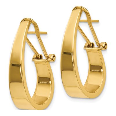 14K Yellow Gold 22mm Tapered J- Hoop Earrings – view 3