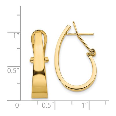 14K Yellow Gold 22mm Tapered J- Hoop Earrings – view 5