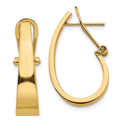 14K Yellow Gold 22mm Tapered J- Hoop Earrings