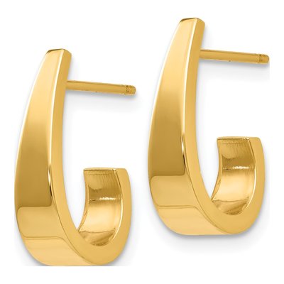 14K Yellow Gold Small J- Hoop Earrings – view 3