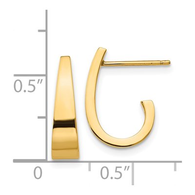 14K Yellow Gold Small J- Hoop Earrings – view 5